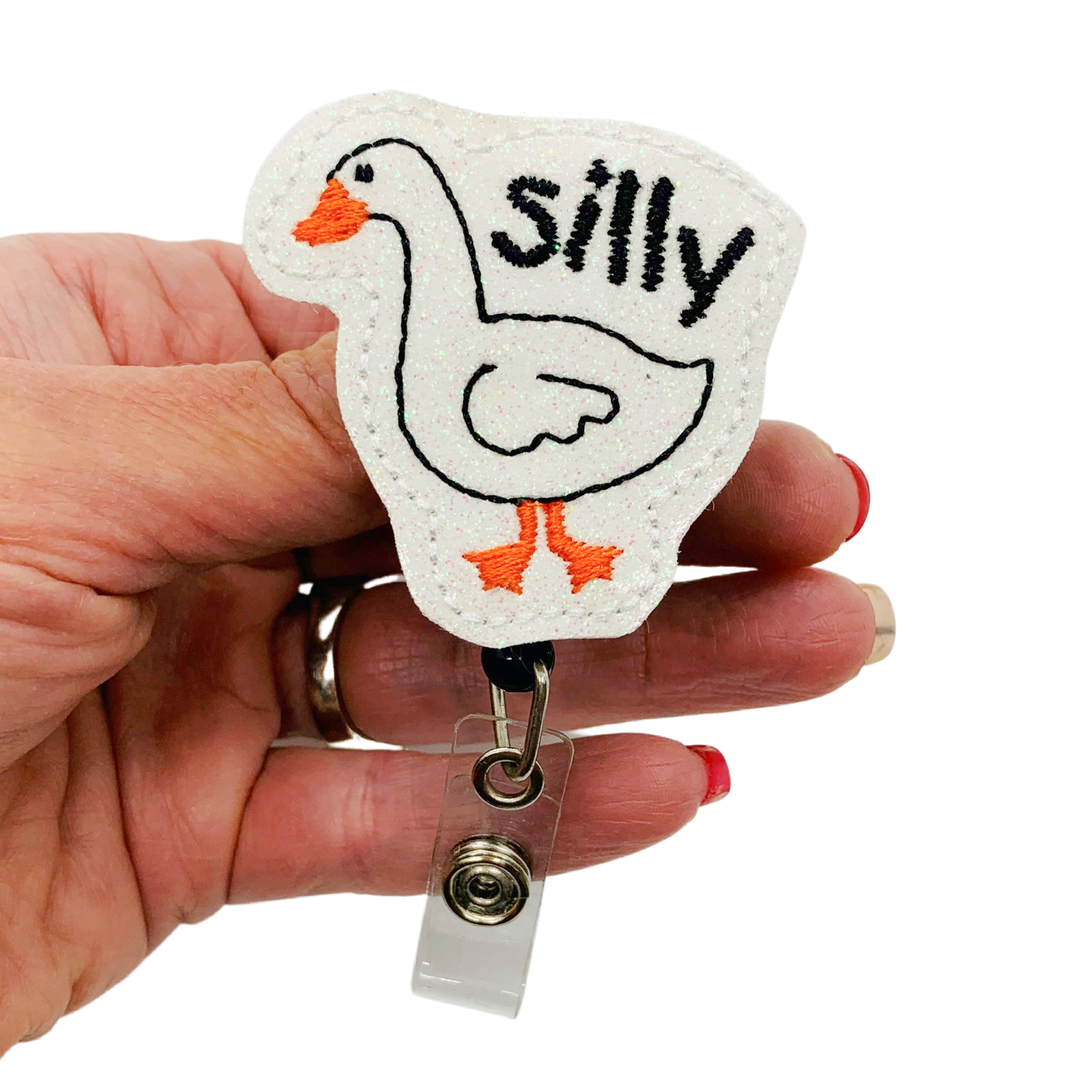 Silly Goose Badge Reel Retractable Funny Nurse ID Holder Fun