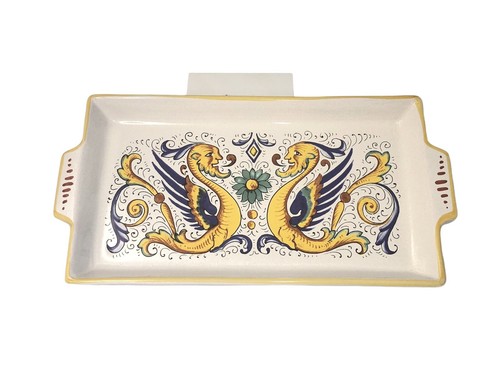 Deruta Italian Ceramiche Raffaellesco Dragon Yellow Rectangular Serving Plate - Picture 2 of 9