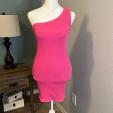 Urban Outfitters Bodycon Ribbed Cotton Pink Dress Size Medium
