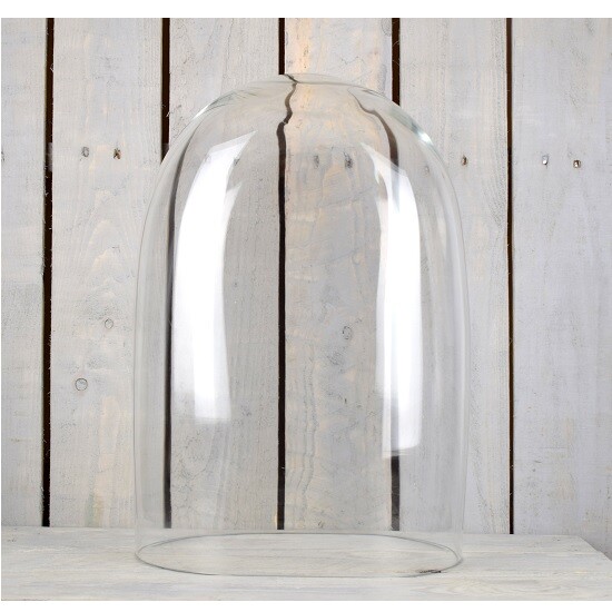 Handmade Mouth Blown Clear Oval Glass Display Cloche Bell Dome 50x30x21.5 cm