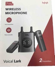 Pixel Uhf Wireless Microphone System With Charging Case 2 Transmitters New