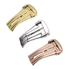 New Stainless Steel Butterfly Deployment Clasp Buckle With Push Button For Omega