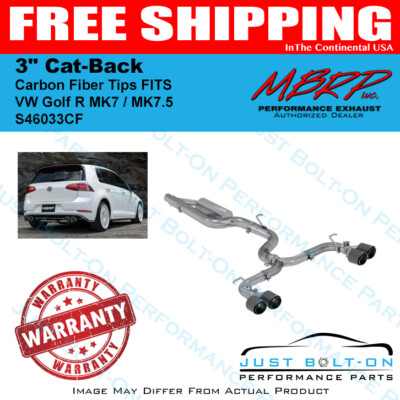MBRP 3'' Cat-Back Carbon Fiber Tips FITS 2015-2021 VW Golf R MK7 / MK7.5