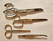 Vintage- Lot of 4/ **3 Scissors-Shears, CLAUSS USA~ELK Italy~Embroidery + 1 Tool