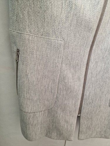 Zara Basic Collection short Coat Herringbone Long Blazer Top light Grey Uk M NWT - Picture 5 of 7