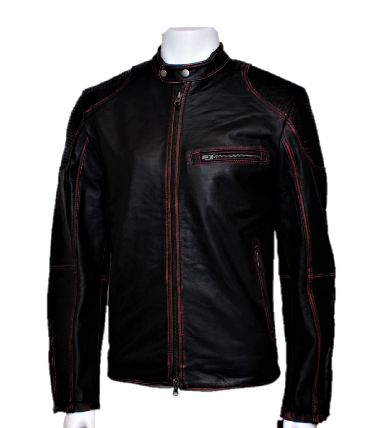 Cafe Racer  Men's Leather Jacket Motorcycle Biker Distressed Cow Leather