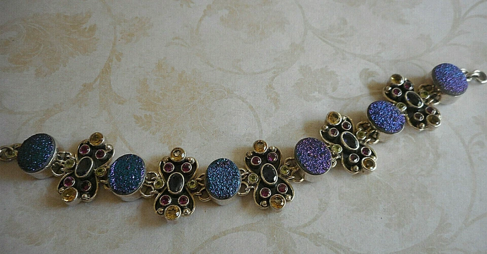 Brazalete Nicky Butler plata esterlina druzy citrino amatista turmalina 62NB2 Foto 2 de 4