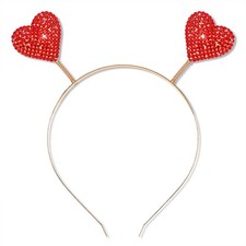 Valentines Day Heart Headband Women Shiny Rhinestone Red Hairbands Party Gift