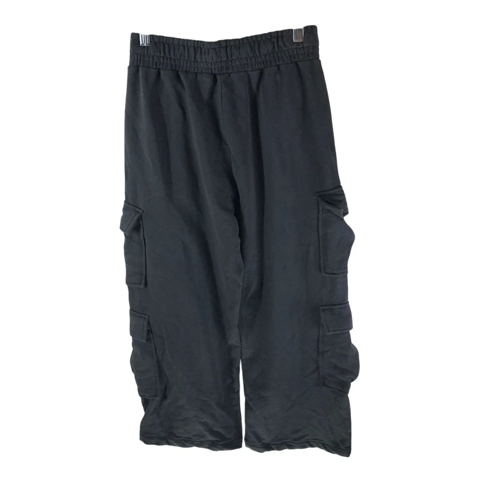 Bershka 女式工装裤 Capri Crop 宽腿针织拉棉混纺灰色 XS — 第 2/4 张图片