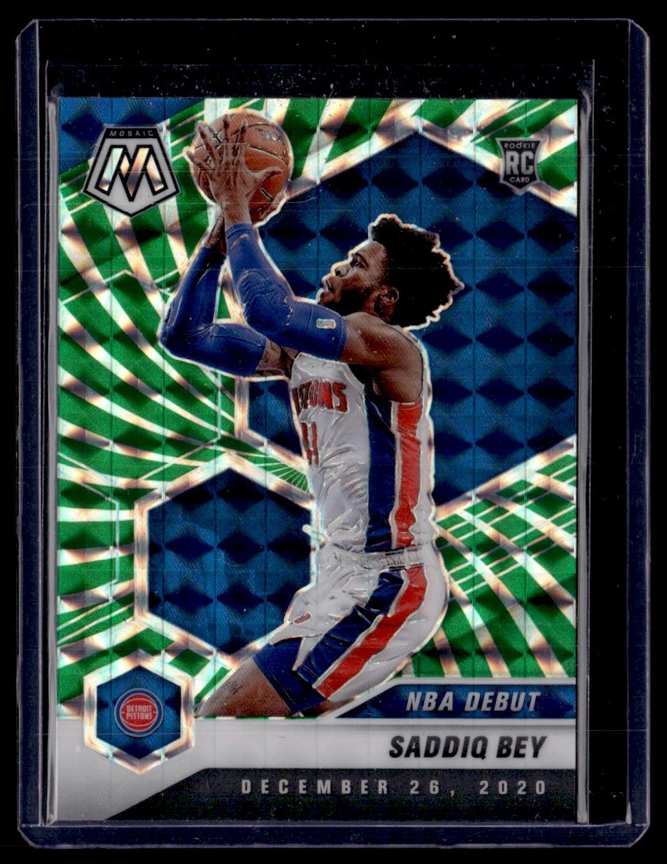 2020-21 Panini Mosaic Green Swirl Saddiq Bey RC 6/10 Pistons #276