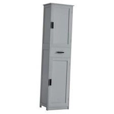 67 Tall Bathroom Cabinet, Storage Cabinet with 4 Shelves 2 Doors, Greige