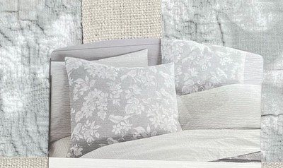 Linden Street French Country Veranda Euro Pillow Sham Gray White Floral Birds