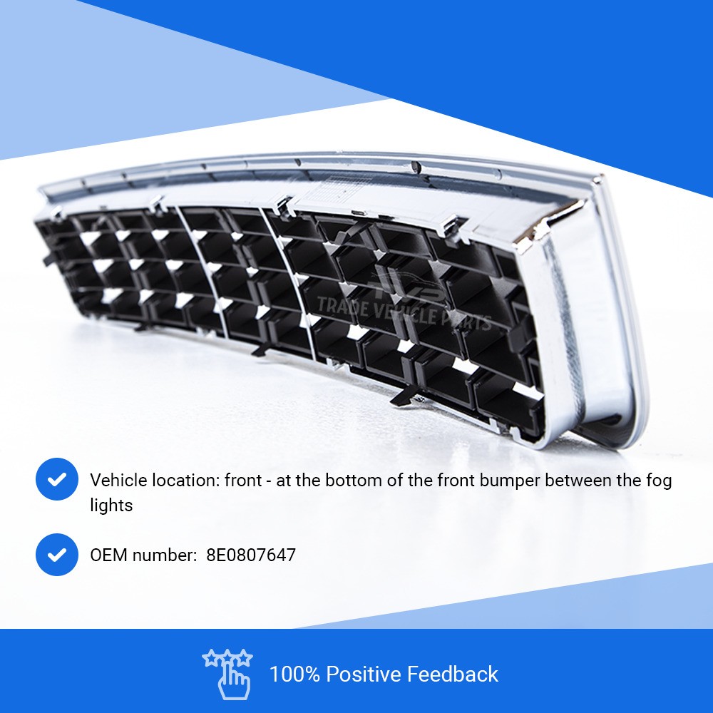 Front Lower Centre Bumper Grille & Chrome Fits Audi A4 2001-2005 Black 7426860407743 - Image 2