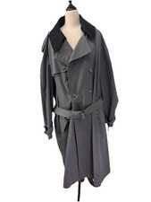 Burberry Vintage Gray Double-Breasted Trench Coat Belt  Nova Plaid Lining 46R