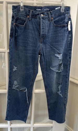Old Navy Distressed Jeans Cropped Straight Leg Women's 8 High Waisted NWT - Picture 2 of 10