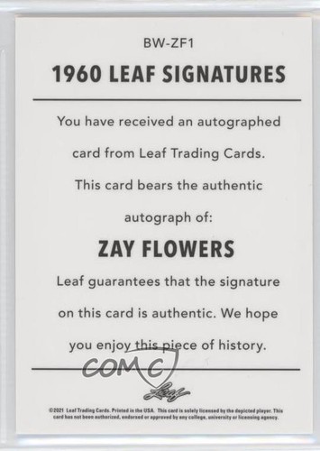 2021 Leaf Memories 1960 Base Bronze Spectrum 57/99 Zay Flowers #BW-ZF1 Auto 1c6s - Picture 2 of 3