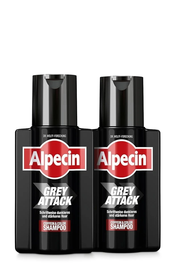 2 X Alpecin GREY ATTACK Coffein & Color Shampoo 200 ml Neu (654)
