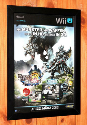 Monster Hunter 3 Ultimate N3DS Wii U Rare Small Werbeblatt Poster Ad Page Framed