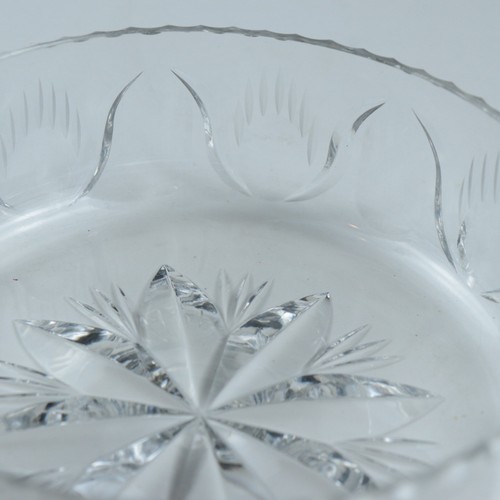 Vintage Lausitzer Cut Crystal Bowl 7.25" German Starburst Leaf Scroll Design - Picture 5 of 6