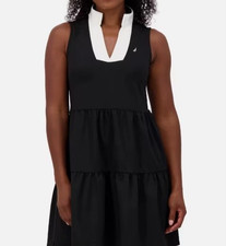 NEW with Tags Nautica Jeans Tiered Short Sleeve Dress Black Women Size Large