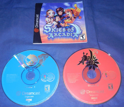 Sega Dreamcast; Skies of Arcadia, 2 Discs, Manual, Tested, VG, Free Shipping