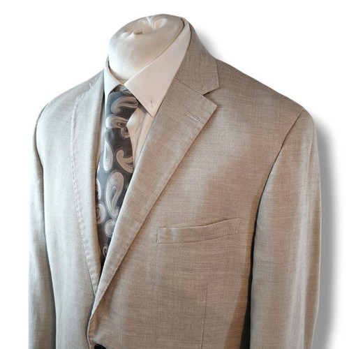 M&S 2 Teiler Anzug Blazer Hose Brustumfang 44R W38 L32 Natur Leinen Nova Fields - Bild 5 von 20
