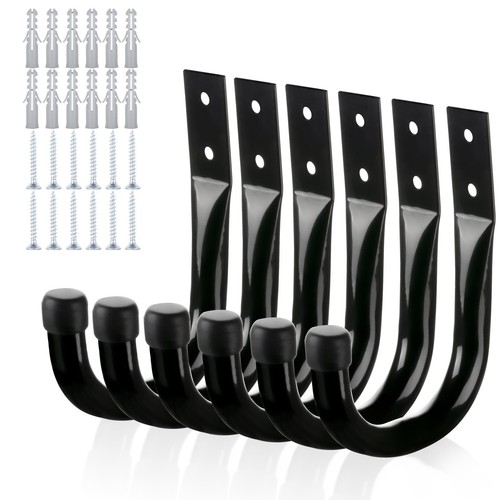 Metal Wall Hooks for Hanging Heavy Duty, 6Pcs Garage Organization and Storage...