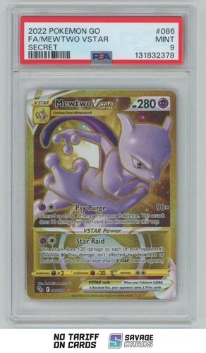 2022 Pokémon GO Full Art Secret Mewtwo VSTAR PSA 9 #086/078