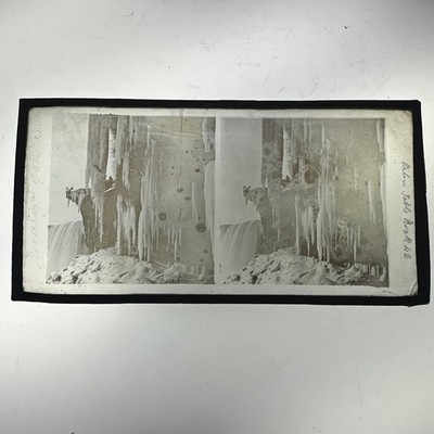 Vintage Fotografie Glas Stereoview unter Tisch Felsen Niagarafälle
