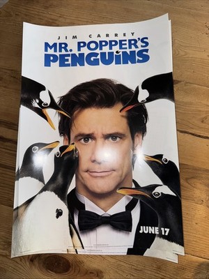 Lot X 2 New Mr. Poppers Penguins movie poster 13.5''x20'' Jim Carrey Double Sided