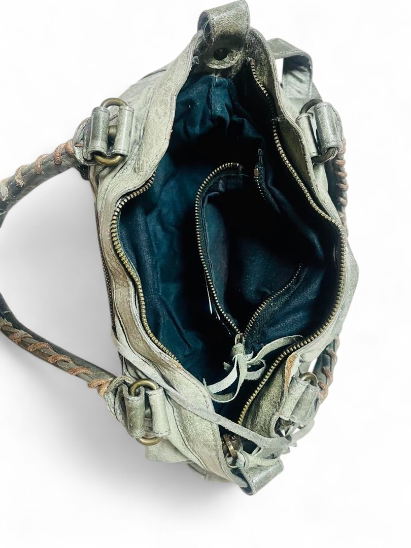 Authentic Balenciaga The First 103208 Gray Leather 2way Handbag