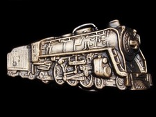 MA03156 NOS VINTAGE 1970s  STEAM ENGINE  TRAIN RAILROAD LOCOMOTIVE BUCKLE