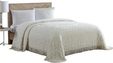 Medallion Queen Cotton Chenille Bedspread Ivory