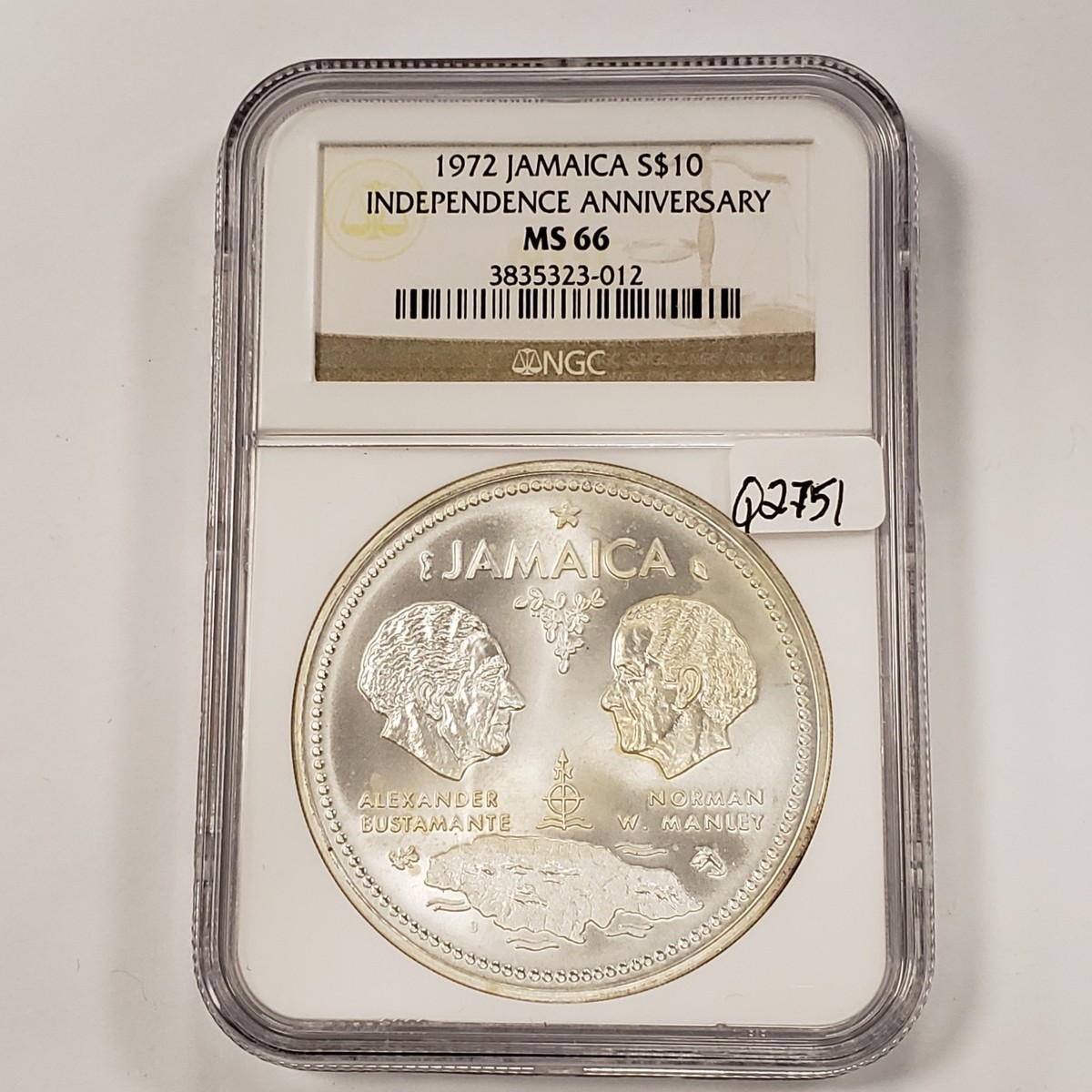 1972 $10 Jamaica Independence Anniversary 1.4632 oz ASW - NGC MS