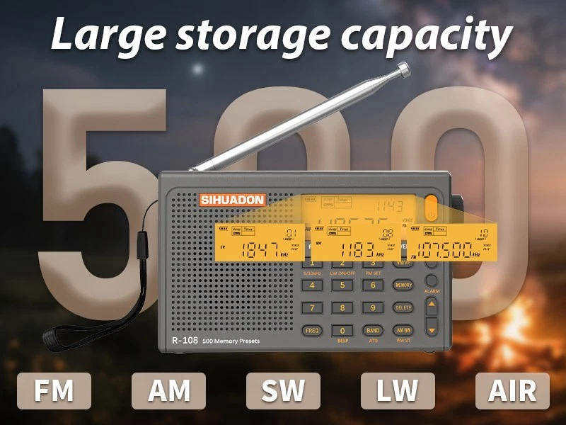 SIHUADON R108 Portable Radio AM FM SW LW Airband Full Band DSP Radio Battery NEW - Image 4 of 4