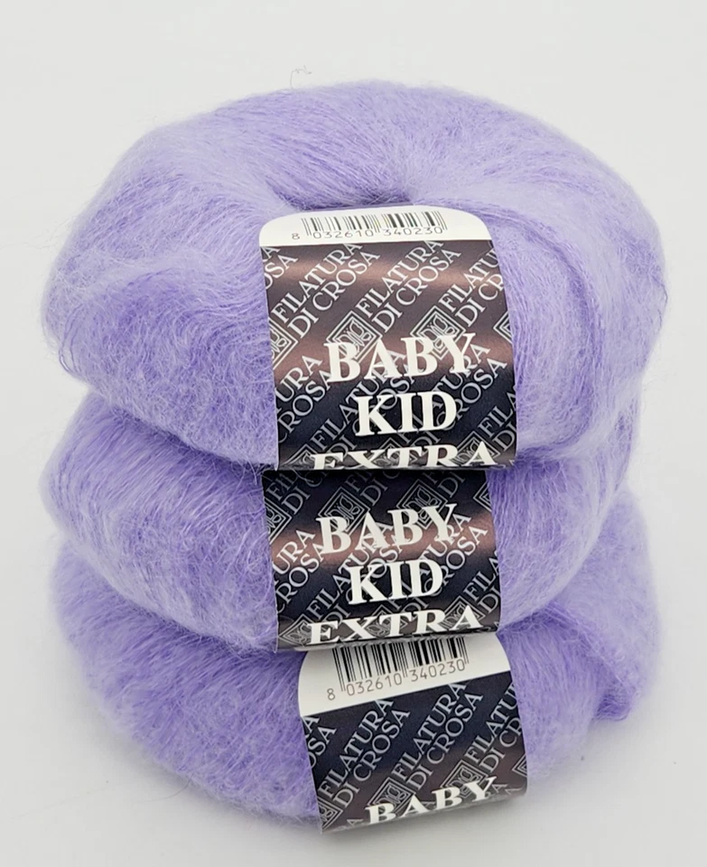 Lote de 3 Filatura Di Crosa Baby Kid Extra 455 púrpura claro mohair/nylon 25 g cada uno Foto 2 de 4