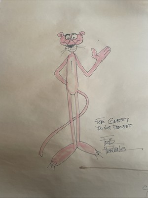 Original Pink Panther Sketch Signed by the artist Friz Freleng