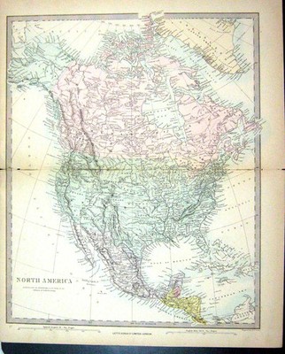 Alter antiker Druck Eggenkarte 1880 Nordamerika Florida Kalifornien Kanada 19.