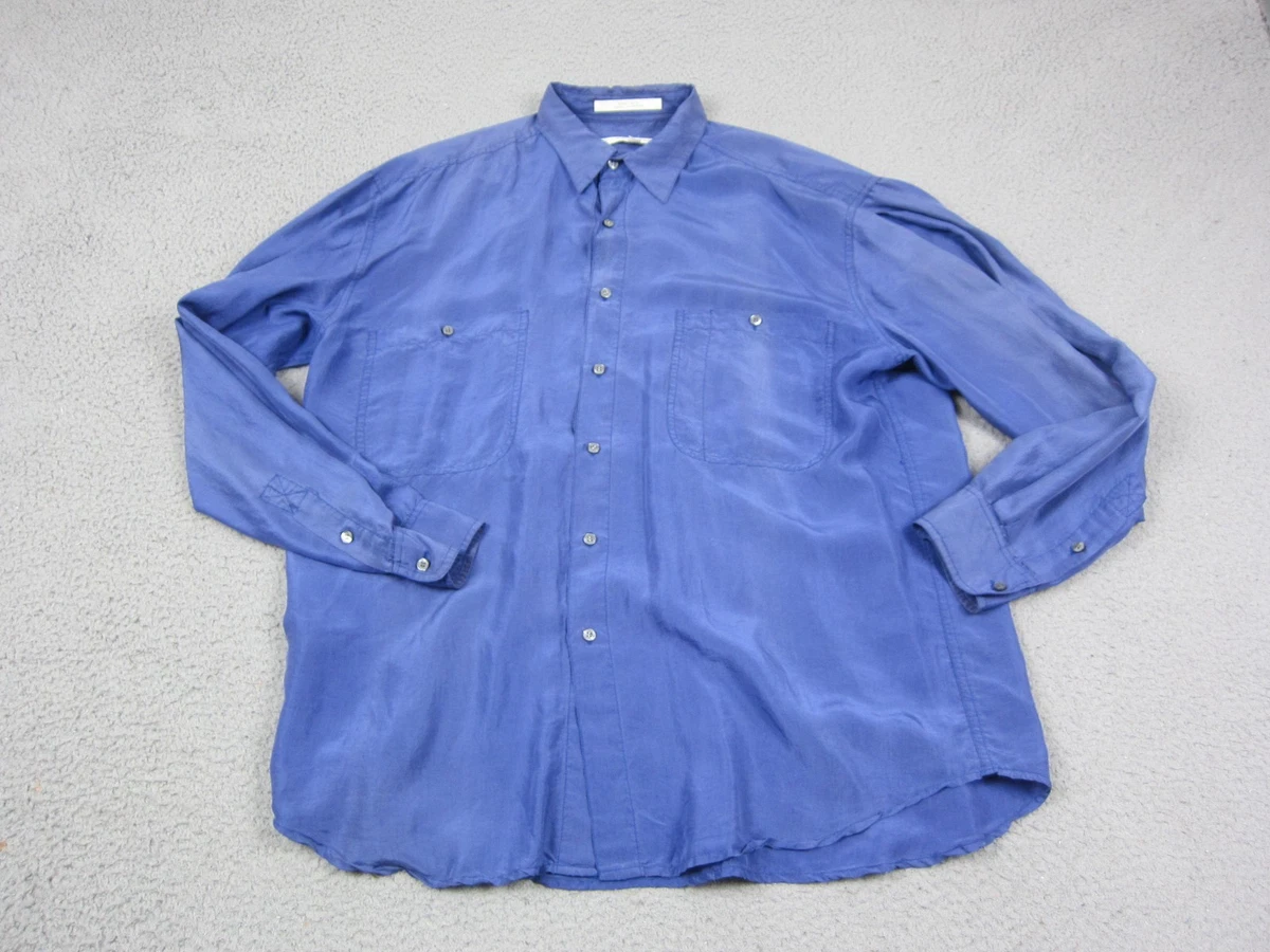 Perry Ellis Silk Long Sleeve Casual Button-Down Shirts for Men for