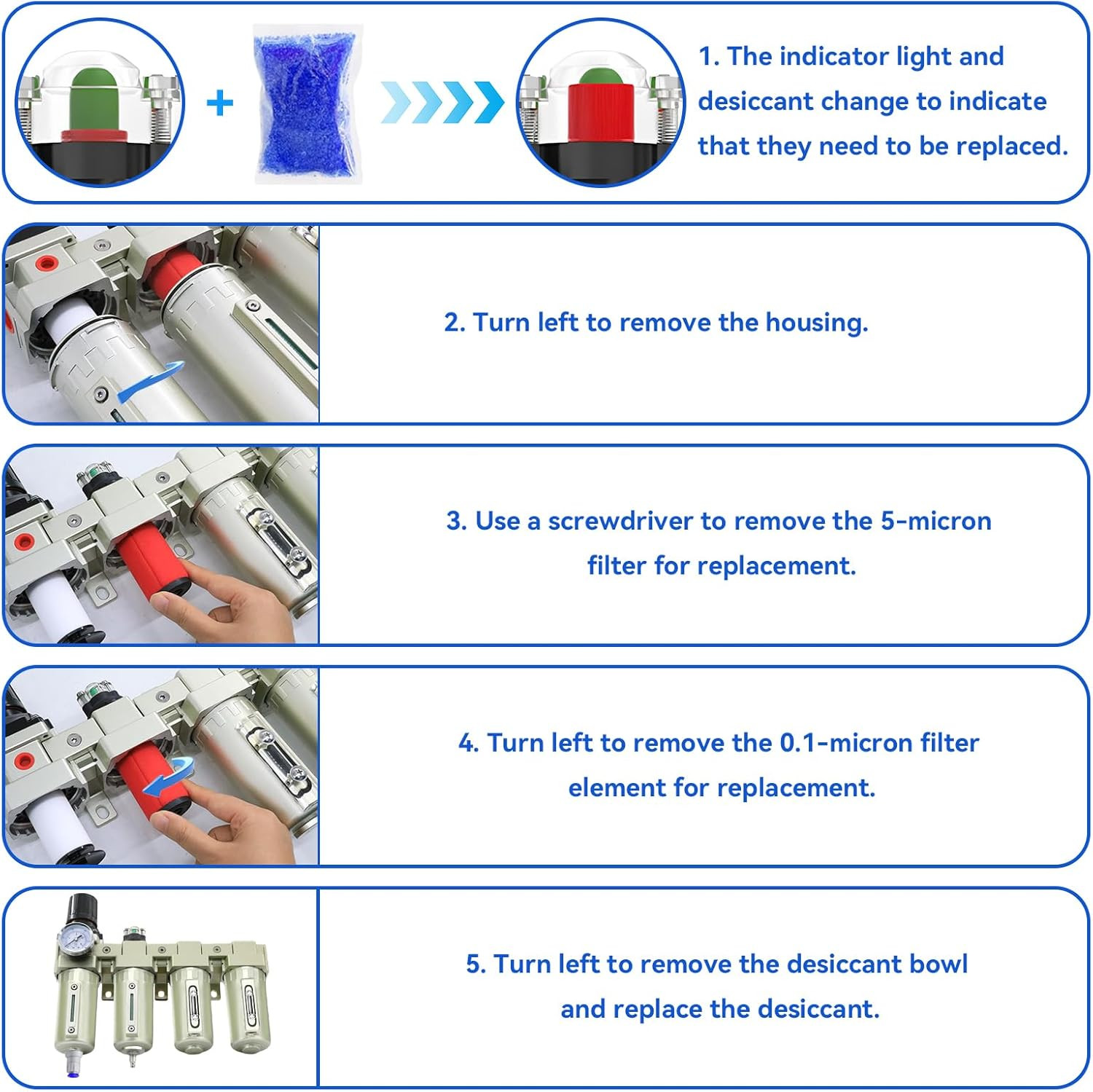 Industrial 4-Stage Air Dryer System for Compressors with Auto Drain