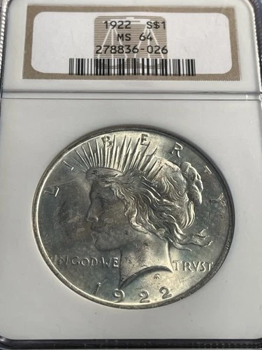 1922 Original Toning NGC MS64 PEACE DOLLAR