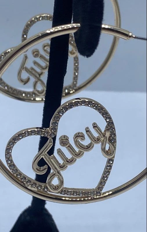Juicy Couture Gold-tone cz heart Hoop Earrings 12.6g - Image 3 of 4