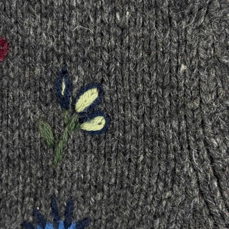 Route 66 Vintage Grey Floral Embroidered Full Zip wool blend y2k sweater size XL - Imagem 3 de 4