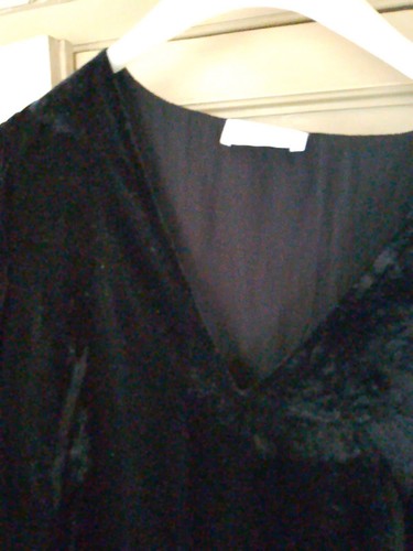 Nomads Crushed Velvet Dress Black 3/4 Sleeve Midi Length Tier Fit UK10 Vgc Goth - Picture 4 of 6