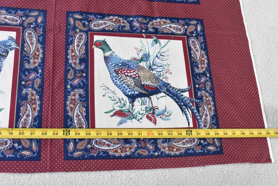 Panel de almohada de faisán vintage, borgoña y azul de 17" de largo x 45", Cranston, P8603 Foto 2 de 4