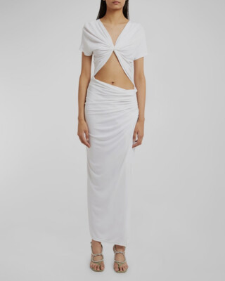$968 Christopher Esber Women's White Drape Cutout Bodycon Dress Size 10 |  eBay