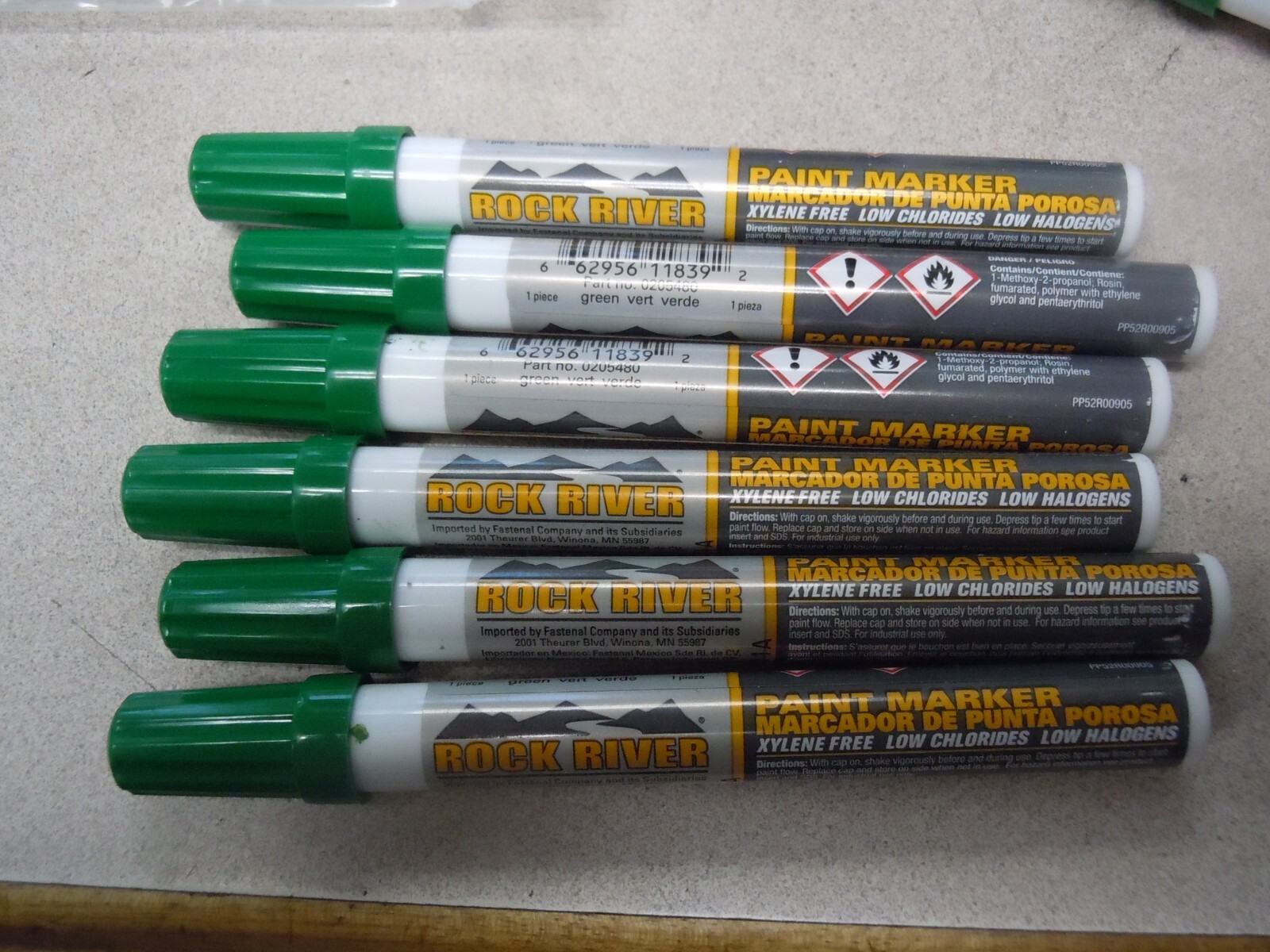 Green Medium Bullet Tip Xylene-Free Rock River&reg; Paint Marker- Lot of 5