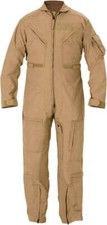 PROPPER F51154622146R Flight Suit: Size 46 Regular, Nomex, Tan, Zipper Closure