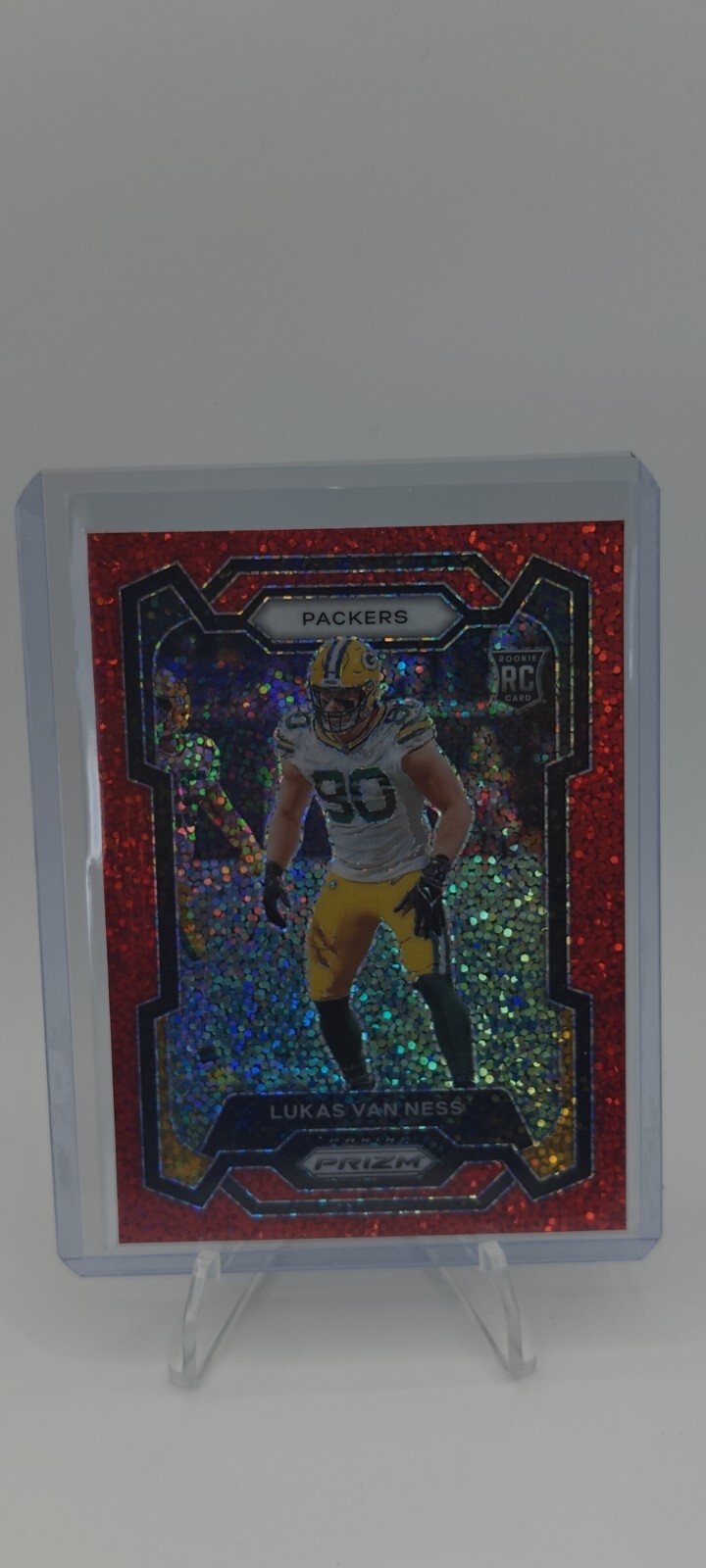 2023 Panini Prizm - Rookies Red Sparkle Prizm #336 Lukas Van Ness (RC)