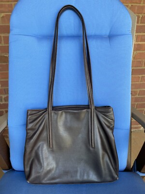 Coccinelle Smooth Brown Leather Large Bag, Made In Italy